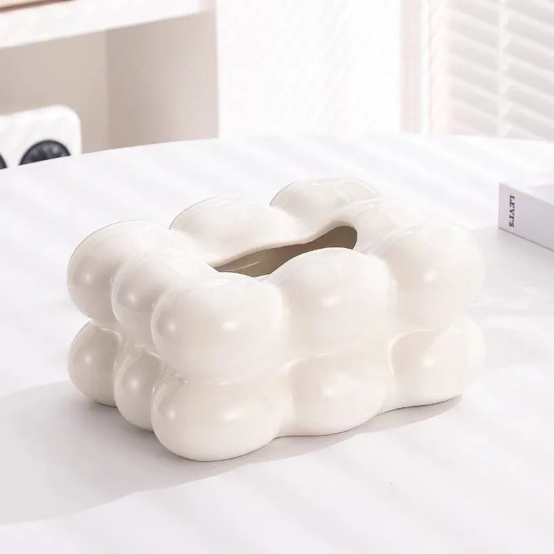 Ceramic Tissue Box Cotton Candy Drawer Napkin Carton Paper Towel Holder Drawer Tray Household Storage Dining Table Tissue Box