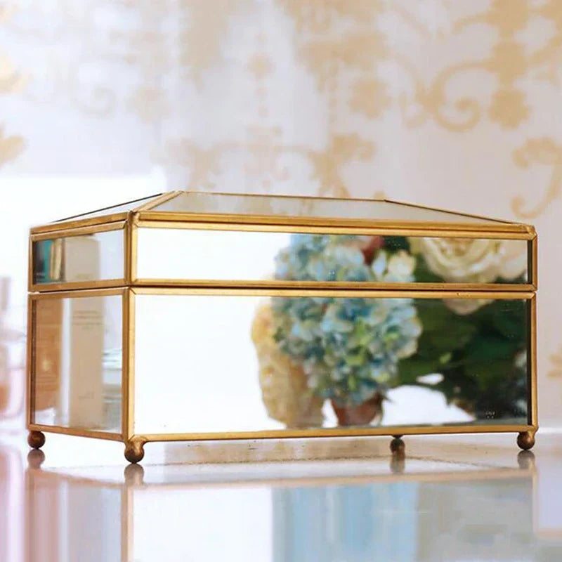 Luxury European Style Practical Mirror Glass Tissue Box Waterproof Paper Towel Holder Dressing Table Tray Home Decor